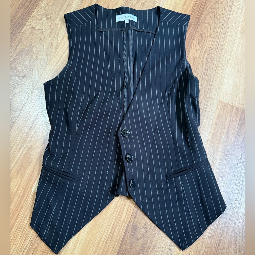 Black Pinstripe busty sexy Vest WeWoreWhat